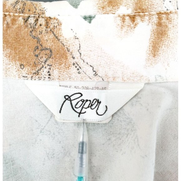 Vintage Roper Women's Western Button Shirt Medium Green Brown Long Sleeve Horses - Picture 5 of 12